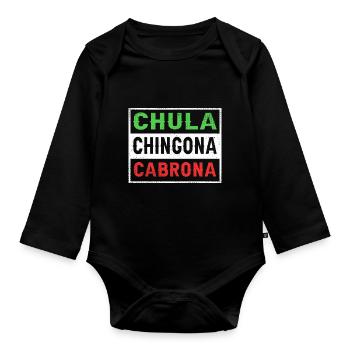 Latina Mutter - Baby Bio-Langarm-Body - Schwarz - Vorne