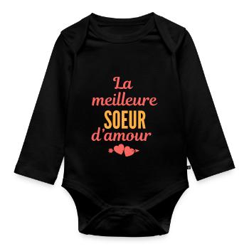 la meilleure sœur d'amour - Body Bébé bio manches longues - noir - Devant