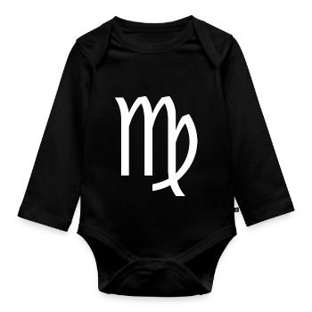 Sternzeichen Jungfrau, exklusives T-Shirt Design - Baby Bio-Langarm-Body - Schwarz - Vorne