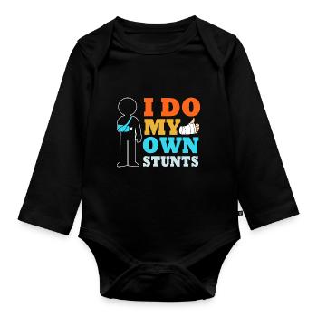 Gebrochener Arm Knochen Knochenbruch - Baby Bio-Langarm-Body - Schwarz - Vorne