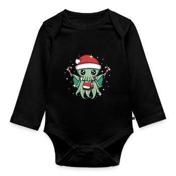 Noël Cthulhu - Body Bébé bio manches longues - noir - Devant