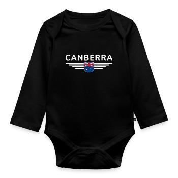 Canberra Australien T-Shirt für Fans und Liebhaber - Baby Bio-Langarm-Body - Schwarz - Vorne