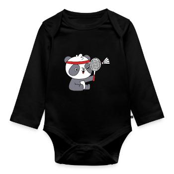 Badminton - Organic Longsleeve Baby Bodysuit - black - Front