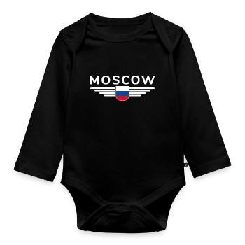 T-Shirt Moscou – Métropole de l’Elégance - Body Bébé bio manches longues - noir - Devant