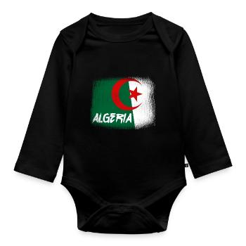 Drapeau Algérien Algérie Grand Les Algériens - Body Bébé bio manches longues - noir - Devant