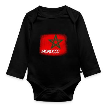 Drapeau Marocain Maroc Grand Etoile Marocaine - Body Bébé bio manches longues - noir - Devant