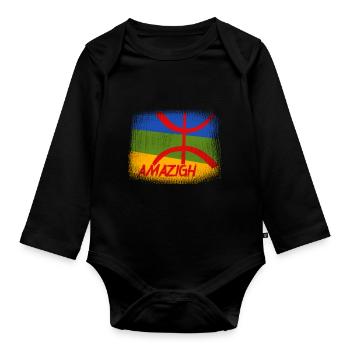 Amazigh Mon Origine Maroc Algérie Rif Souss Kabyle - Body Bébé bio manches longues - noir - Devant