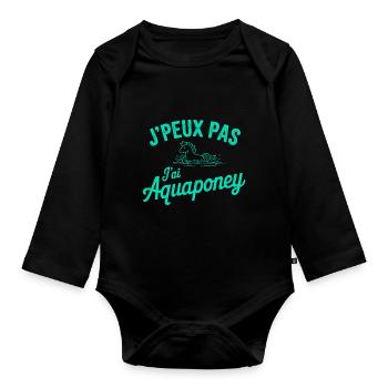 tee shirt I can't I have aquapony - Organic Longsleeve Baby Bodysuit - black - Front