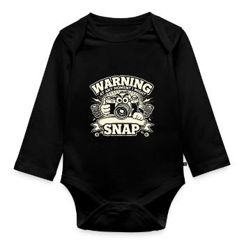 Warnung - Jeden Moment könnte ich ausrasten - Baby Bio-Langarm-Body - Schwarz - Vorne