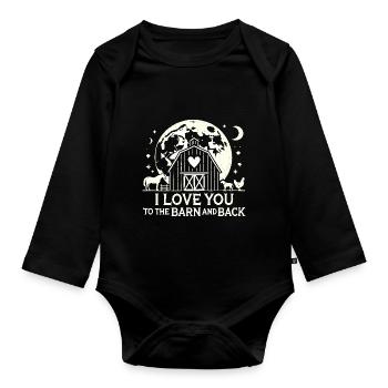 Ich liebe dich bis zur Scheune und zurück - Baby Bio-Langarm-Body - Schwarz - Vorne