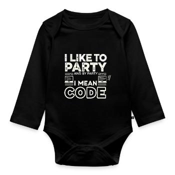 Ich mag Partys und mit Party meine ich Code - Baby Bio-Langarm-Body - Schwarz - Vorne