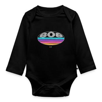 808 Analog SYNTHESIZER Drum Machine - Organic Longsleeve Baby Bodysuit - black - Front