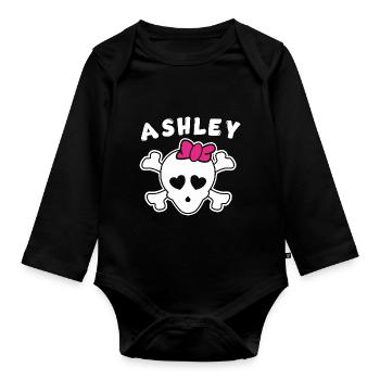Pirate Ashley Design pour les filles et les femmes - Body Bébé bio manches longues - noir - Devant