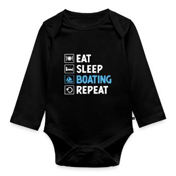 Eat Sleep Boating Paddle Boat - Organic Longsleeve Baby Bodysuit - black - Front