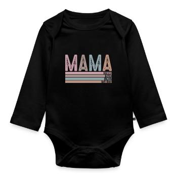 Maman - Body Bébé bio manches longues - noir - Devant
