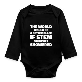 STEM Students Shower Humor & Funny For Students - Organic Longsleeve Baby Bodysuit - black - Front