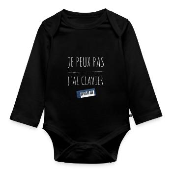 Je peux pas j'ai clavier - Body Bébé bio manches longues - noir - Devant