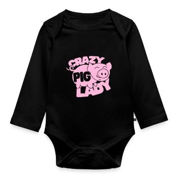 Crazy Pig Lady - Organic Longsleeve Baby Bodysuit - black - Front