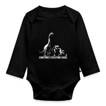 Parfois, l’évolution craint - Dinosaure - Poulet - Body Bébé bio manches longues - noir - Devant