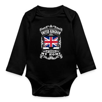 United Kingdom - My country - My home - Body Bébé bio manches longues - noir - Devant