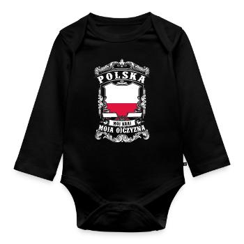 Polska - Poland - Polen - Baby Bio-Langarm-Body - Schwarz - Vorne