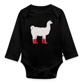 Alpaca rubber boots - Organic Longsleeve Baby Bodysuit - black - Front