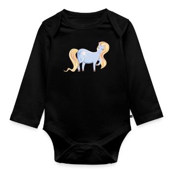 Pony - Baby Bio-Langarm-Body - Schwarz - Vorne