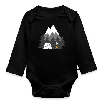 NATURE TENTS MOUNTAINS - Organic Longsleeve Baby Bodysuit - black - Front