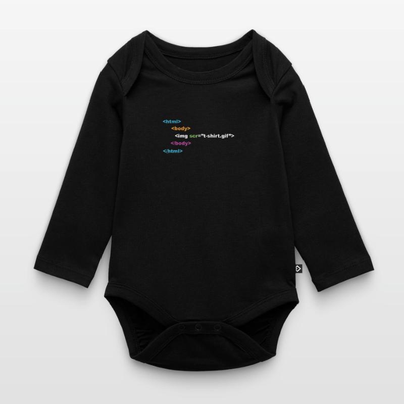 html programmer computer nerd Organic Longsleeve Baby Bodysuit