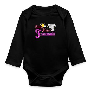 4e anniversaire Four Boy Girl 4 Fournado Cadeau - Body Bébé bio manches longues - noir - Devant