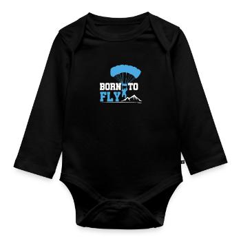 Born To Fly Paragliding Adventure Paraglider - Organic Longsleeve Baby Bodysuit - black - Front