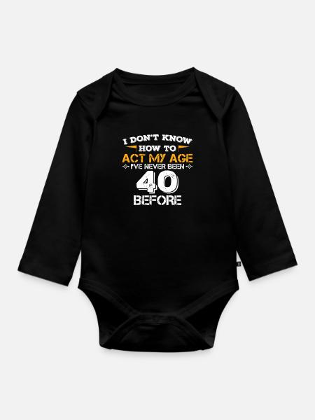 40 years birthday Forty Born 1978 gift - Organic Longsleeve Baby Bodysuit - black