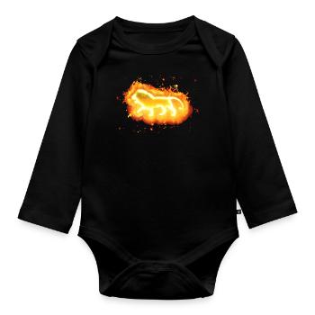 Le roi de la jungle Lion en feu - Body Bébé bio manches longues - noir - Devant