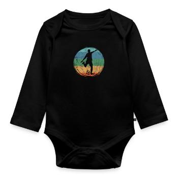 Retro Football Soccer Sports Vintage Graphic - Organic Longsleeve Baby Bodysuit - black - Front