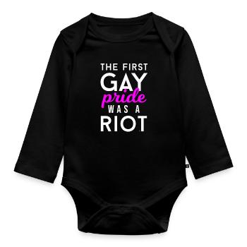 The First Gay Pride LGBT LGBTQ Transgender Support - Organic Longsleeve Baby Bodysuit - black - Front