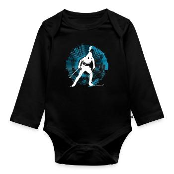 Biathlon Biathlete Shooting Cross Country Skiing - Organic Longsleeve Baby Bodysuit - black - Front