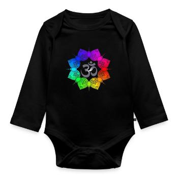 OM Mandala Yoga Meditation Buddhism Gift Idea - Organic Longsleeve Baby Bodysuit - black - Front