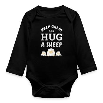 Funny Sheep Animal Lamb Farm Lambs Farmer Farming - Organic Longsleeve Baby Bodysuit - black - Front