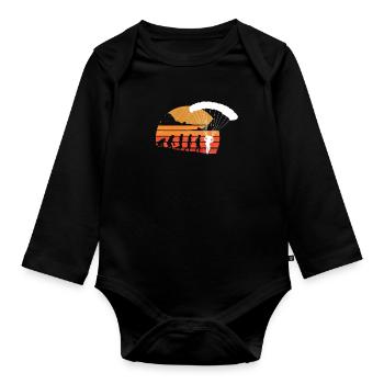 Evolution Of Skydiving Parachuting Skydiver - Organic Longsleeve Baby Bodysuit - black - Front