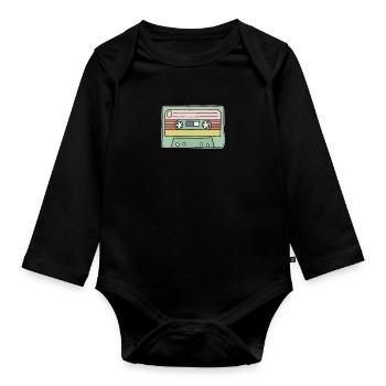 Retro Cassette Tape - Organic Longsleeve Baby Bodysuit - black - Front