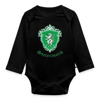 Steiermark T-Shirt - Baby Bio-Langarm-Body - Schwarz - Vorne