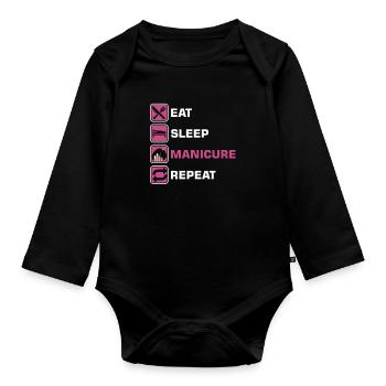 Mangez Sommeil Manucure Répétez Manucure NailTech - Body Bébé bio manches longues - noir - Devant