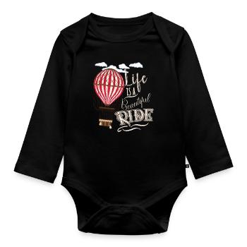 Ballonfahrer Heißluftballon - Baby Bio-Langarm-Body - Schwarz - Vorne