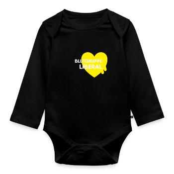 Blood group Liberal - FDP JuLis Young Liberals Free - Organic Longsleeve Baby Bodysuit - black - Front