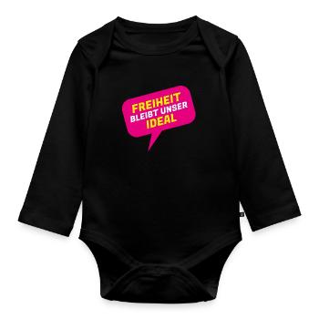 Freiheit bleibt unser Ideal - FDP JuLis Liberal - Baby Bio-Langarm-Body - Schwarz - Vorne