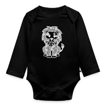 Lion - Organic Longsleeve Baby Bodysuit - black - Front