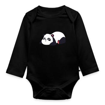 Panda - Body Bébé bio manches longues - noir - Devant