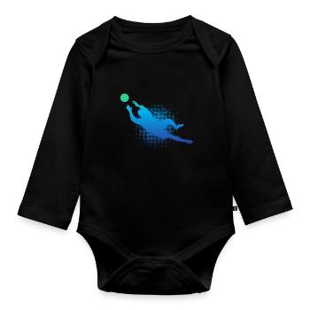 Torwart - Baby Bio-Langarm-Body - Schwarz - Vorne