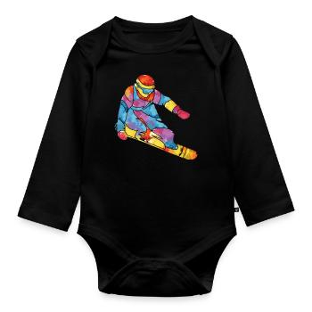Snowboard Snowboarder Snowboarden Winter Geschenk - Baby Bio-Langarm-Body - Schwarz - Vorne