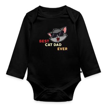 Best Cat Dad Ever - Organic Longsleeve Baby Bodysuit - black - Front
